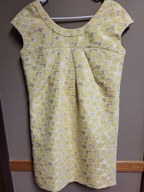 Nine West Yellow Floral Jacquard Shift Dress